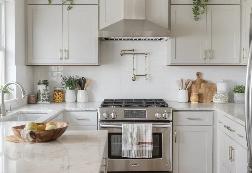 Kitchen refresh ideas for low, mid, and high budgets showing cabinet, countertop, and fixture upgrades.