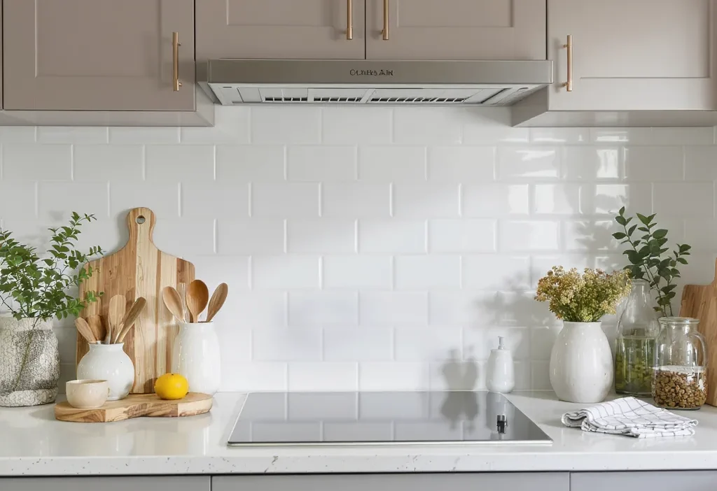 Stylish kitchen countertop with organized essentials, plants, and decorative items for a clean, updated look
