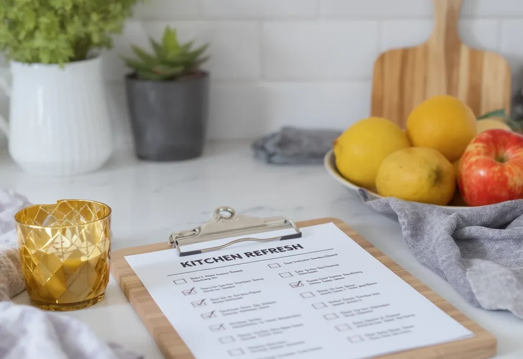 Kitchen budget checklist graphic showing splurge, save, and skip categories for a cost-effective remodel.