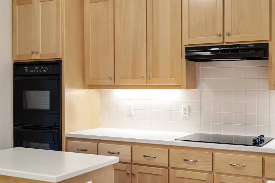 Modern Kitchen With Bright White Painted Wood Cabinets