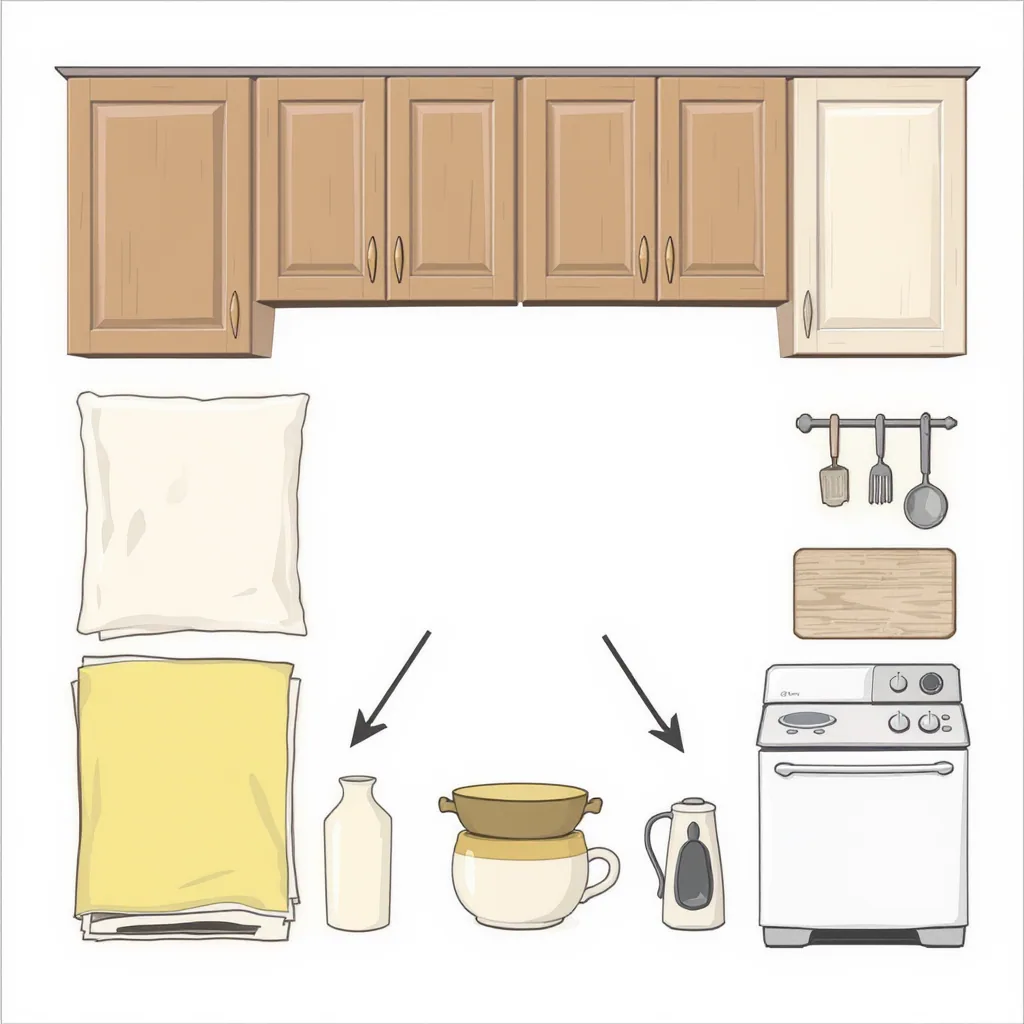 Diagram Showing Kitchen Cabinet Colors With Arrows Pointing To Matching