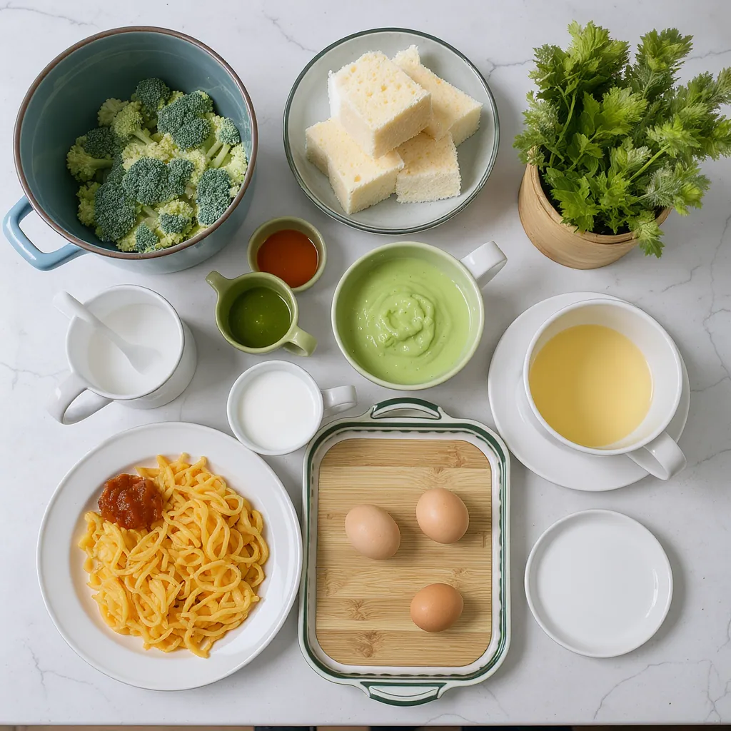 Overhead View Of Kitchen Items Grouped By Color On A